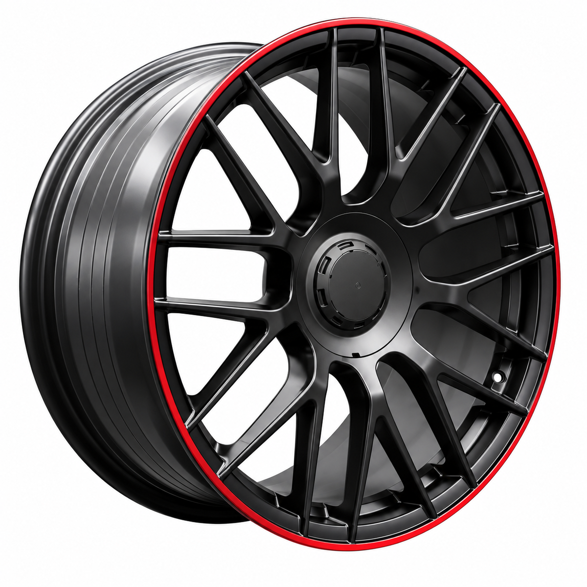 19" MERCEDES STYLE Mercedes Stain Black Machined Red Lip