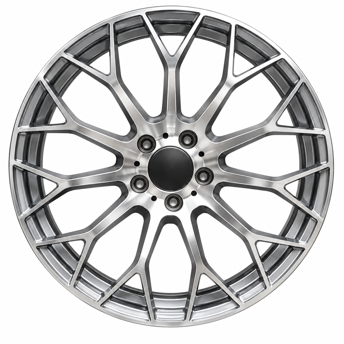 19" MERCEDES STYLE Mercedes Gun Metal Machined face